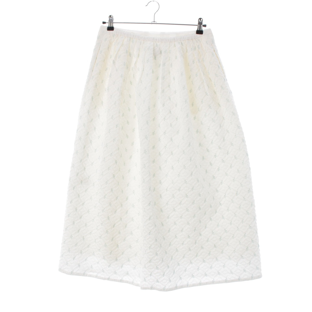 Drawer M.SUMMER1 Matelasse Tuck Puffy Jacquard All-Over Pattern skirt Bottoms white 38