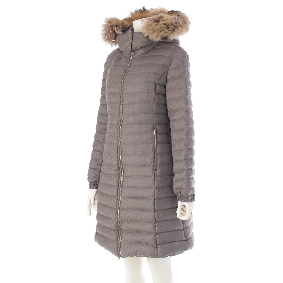 TATRAS Wool silk Chima Fur Hood Zip-Up down coat outer LTA19A4581 gray 03