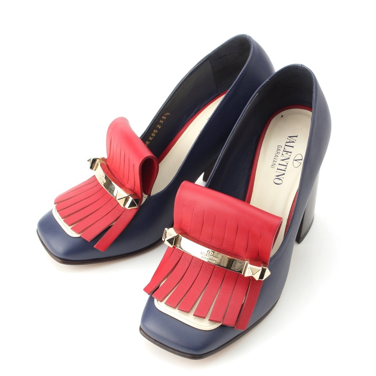 VALENTINO studded heels pumps DR K85 Navy red 35 1/2