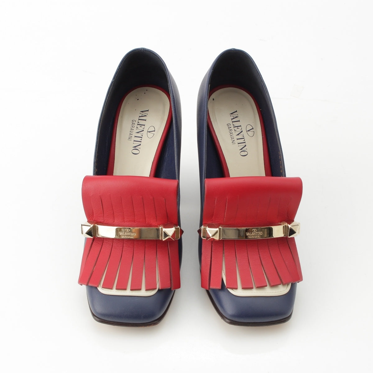 VALENTINO studded heels pumps DR K85 Navy red 35 1/2