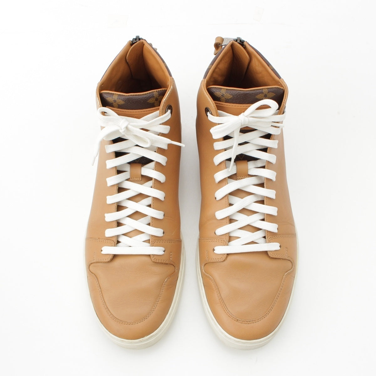 LOUIS VUITTON Monogram Lineup Line High Cut sneakers shoes beige 7 1/2