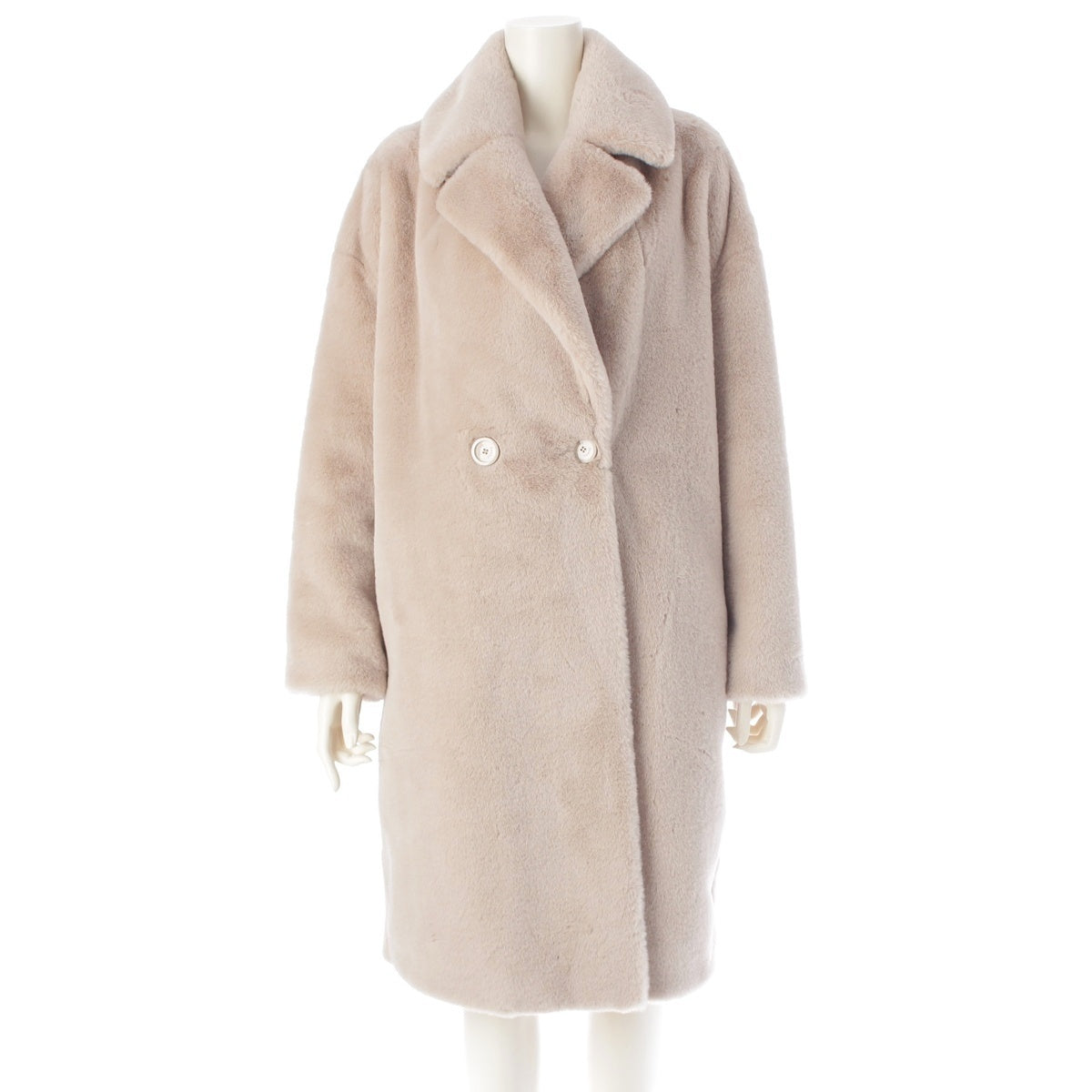 Herno Soft oversized double-breasted faux fur long jacket coat outer CA000440D beige 38