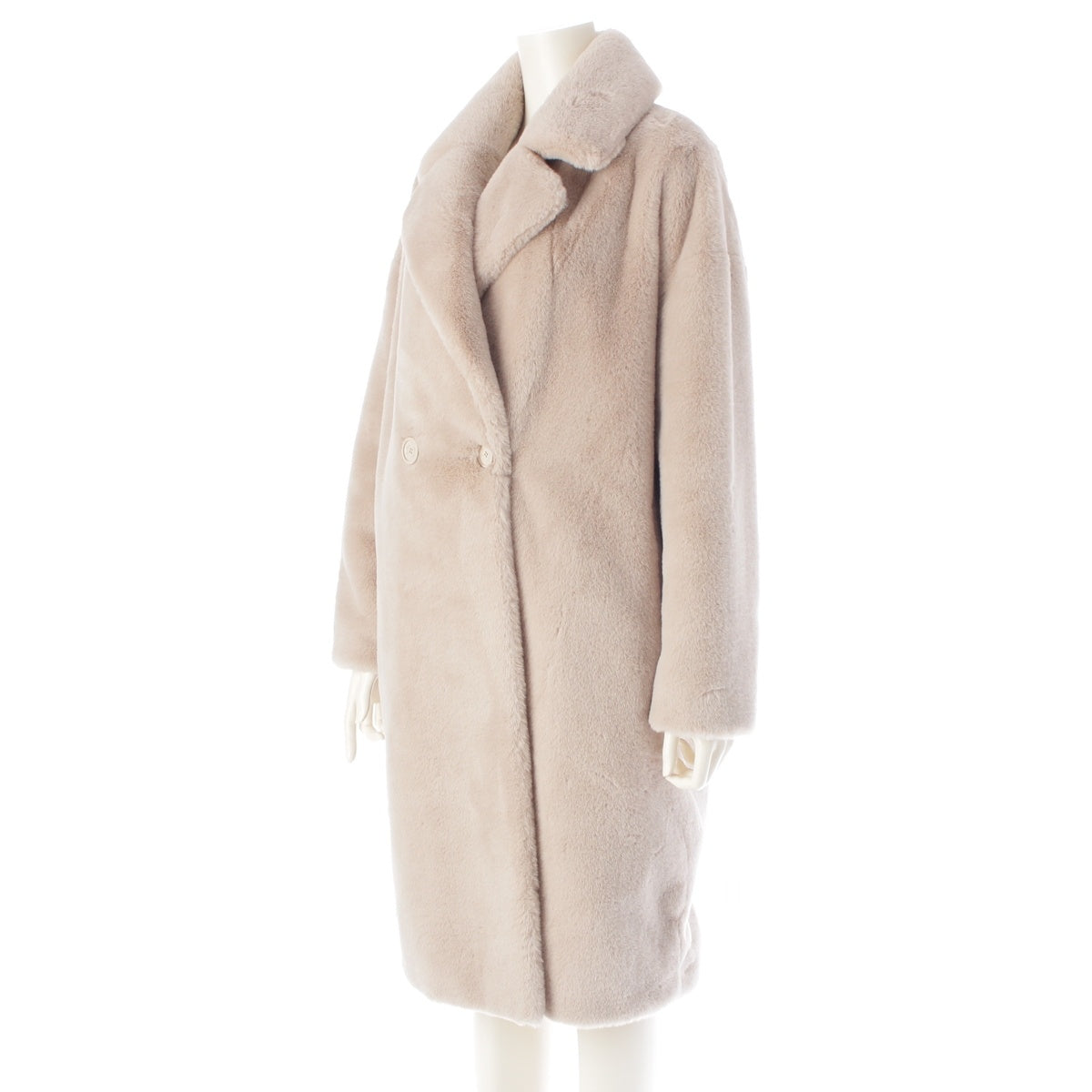 Herno Soft oversized double-breasted faux fur long jacket coat outer CA000440D beige 38