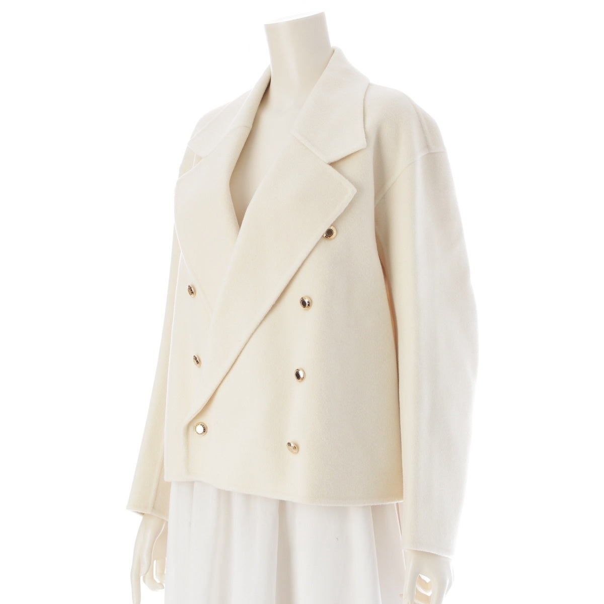 Drawer wool cashmere Kenuki Gold Buttons tailored jacket outer 6522-234-0792 white 36