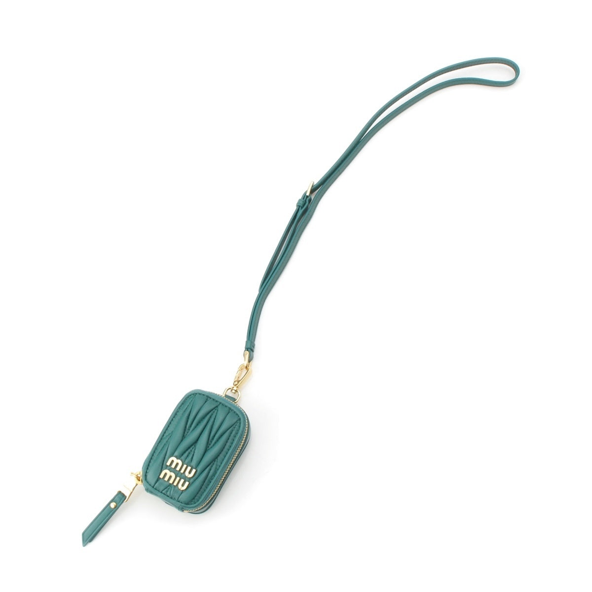 MIUMIU leather Logo Matelasse Neck Mini Laguna Pouch 5TT172 green