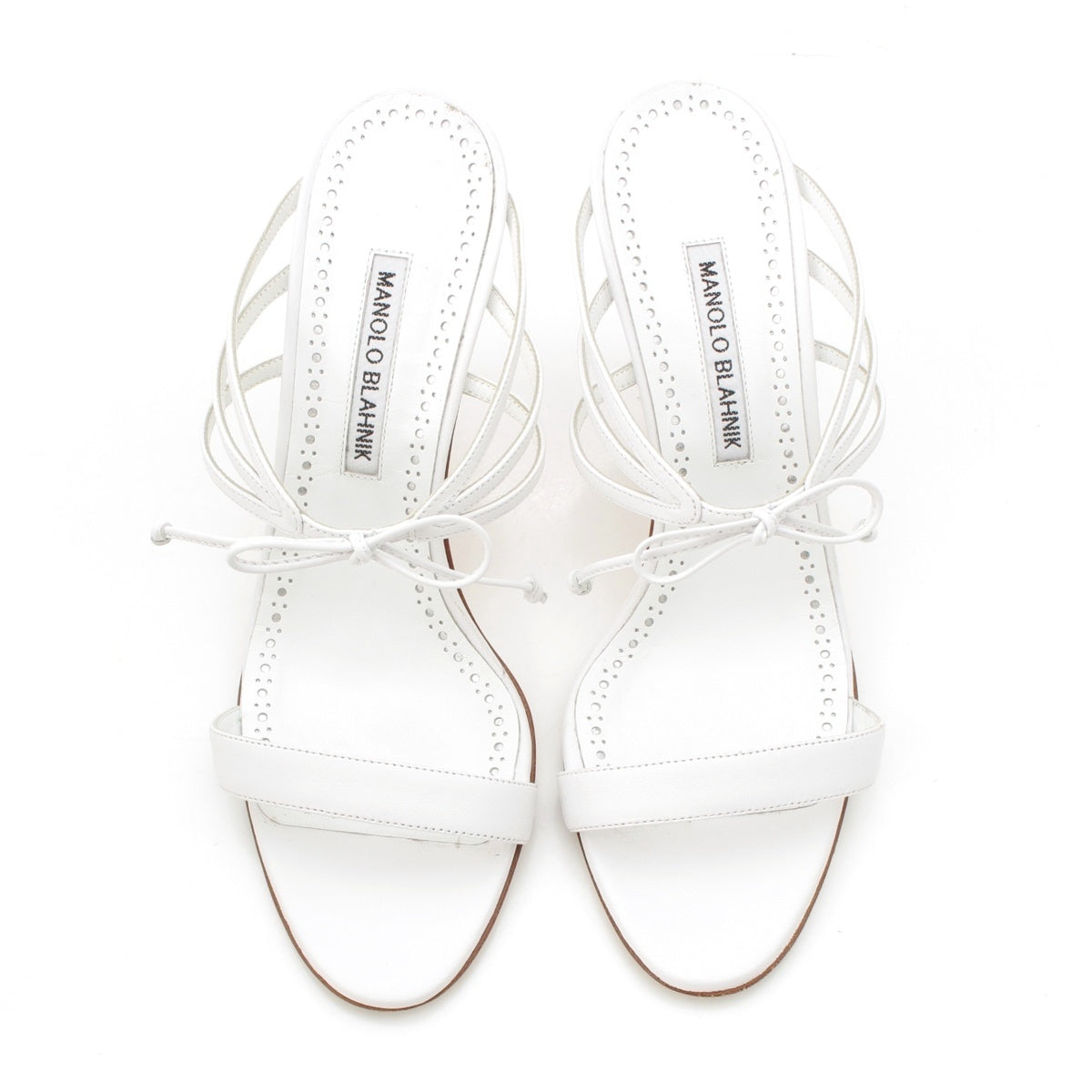 MANOLO BLAHNIK BOMASAN leather Heel Sandals white 38 1/2