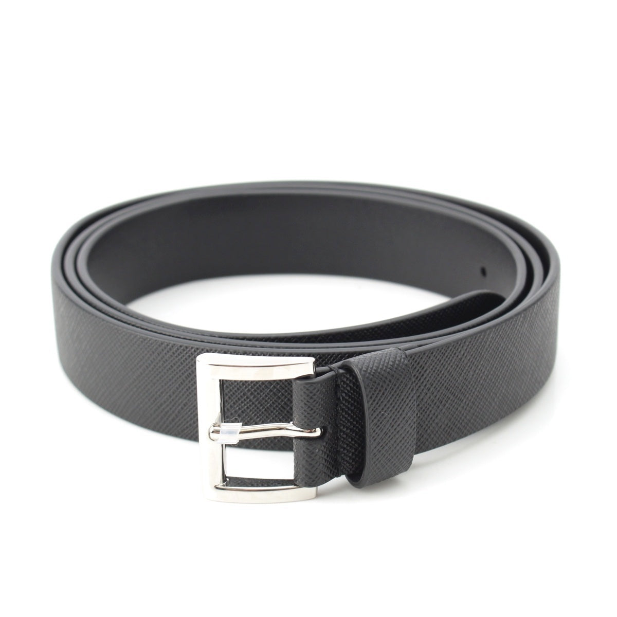 PRADA Safiano belt DNP111 Black Silver Metal 34/85