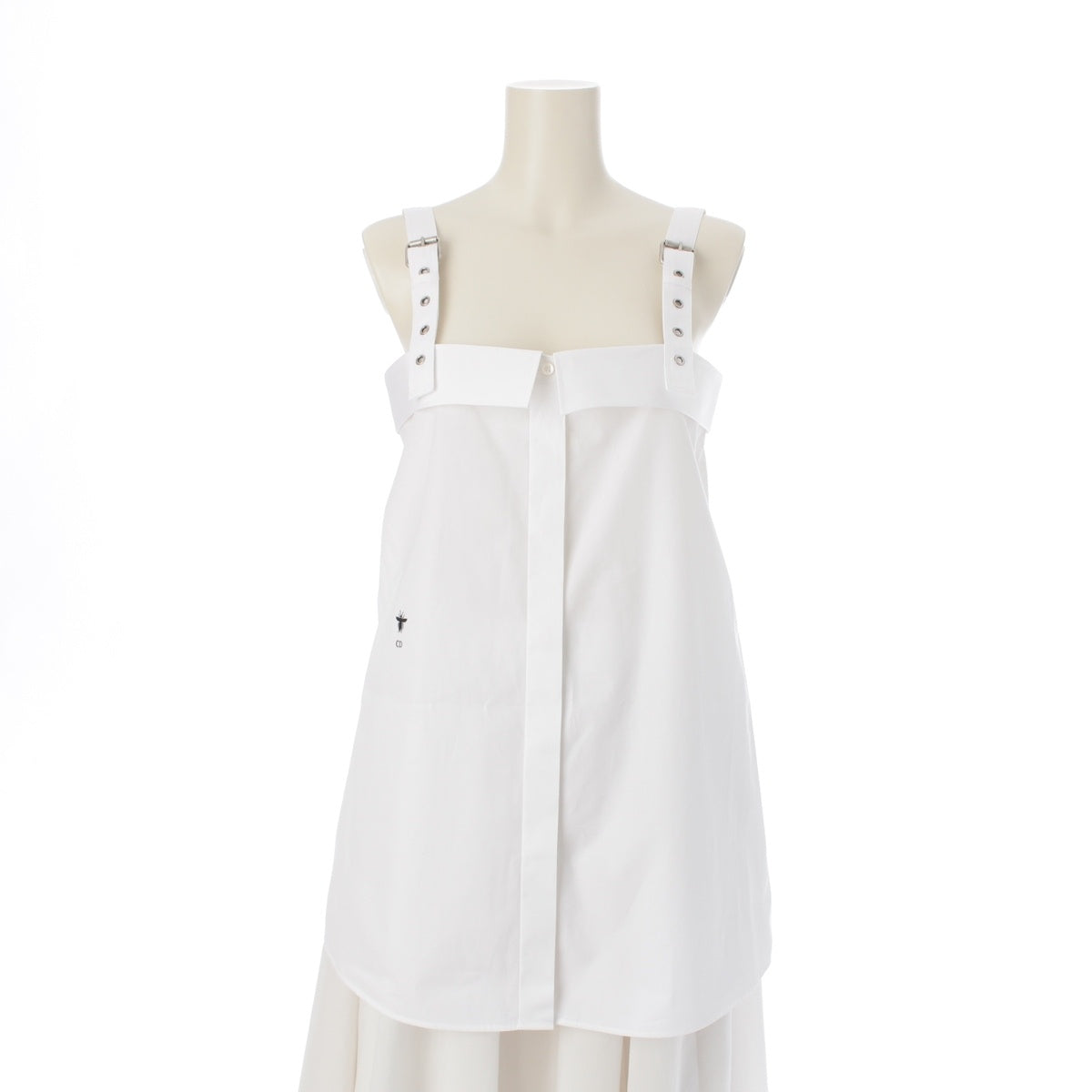 Dior cotton Logo Bee Embroidered Camisole Shirt blouse tops 521B87A3356 white F36