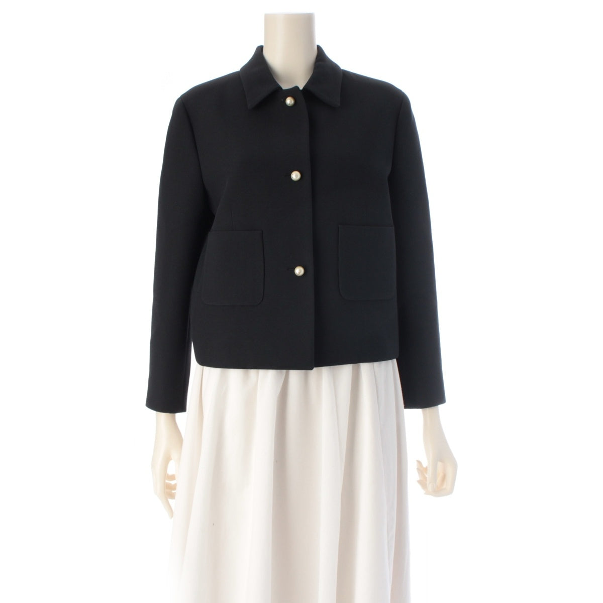 Dior Wool silk CD logo, pearl buttons, cropped pants tailored jacket 351V34A1166 black 38