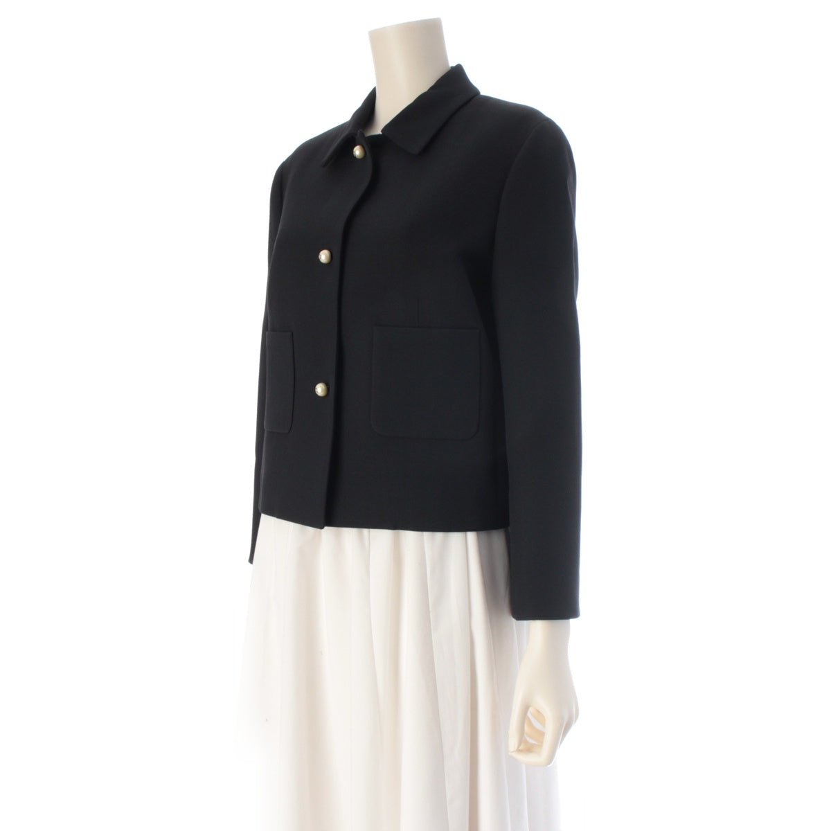 Dior Wool silk CD logo, pearl buttons, cropped pants tailored jacket 351V34A1166 black 38