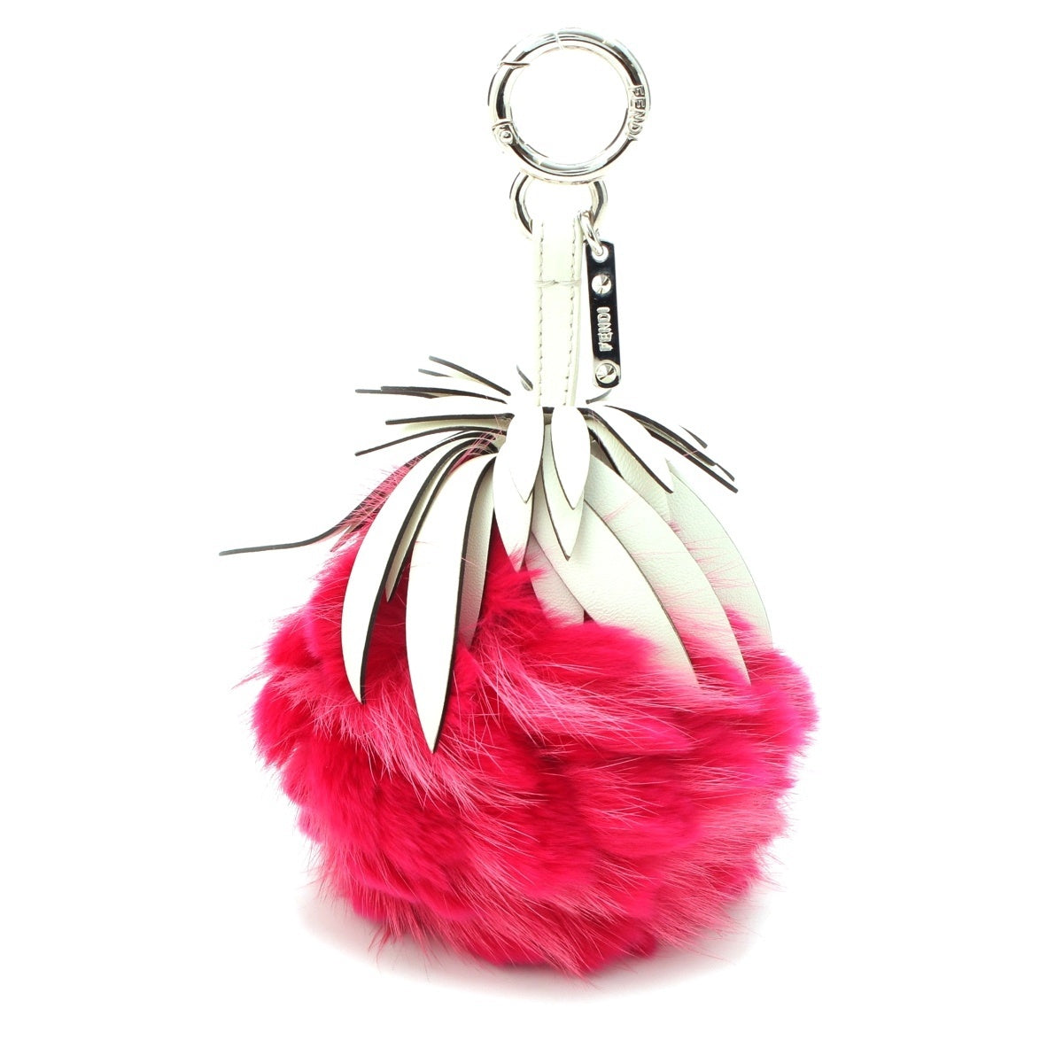 FENDI Fur leather Fruit charm strawberry motif key ring Key ring Pink white