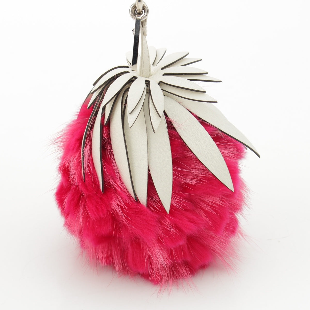 FENDI Fur leather Fruit charm strawberry motif key ring Key ring Pink white