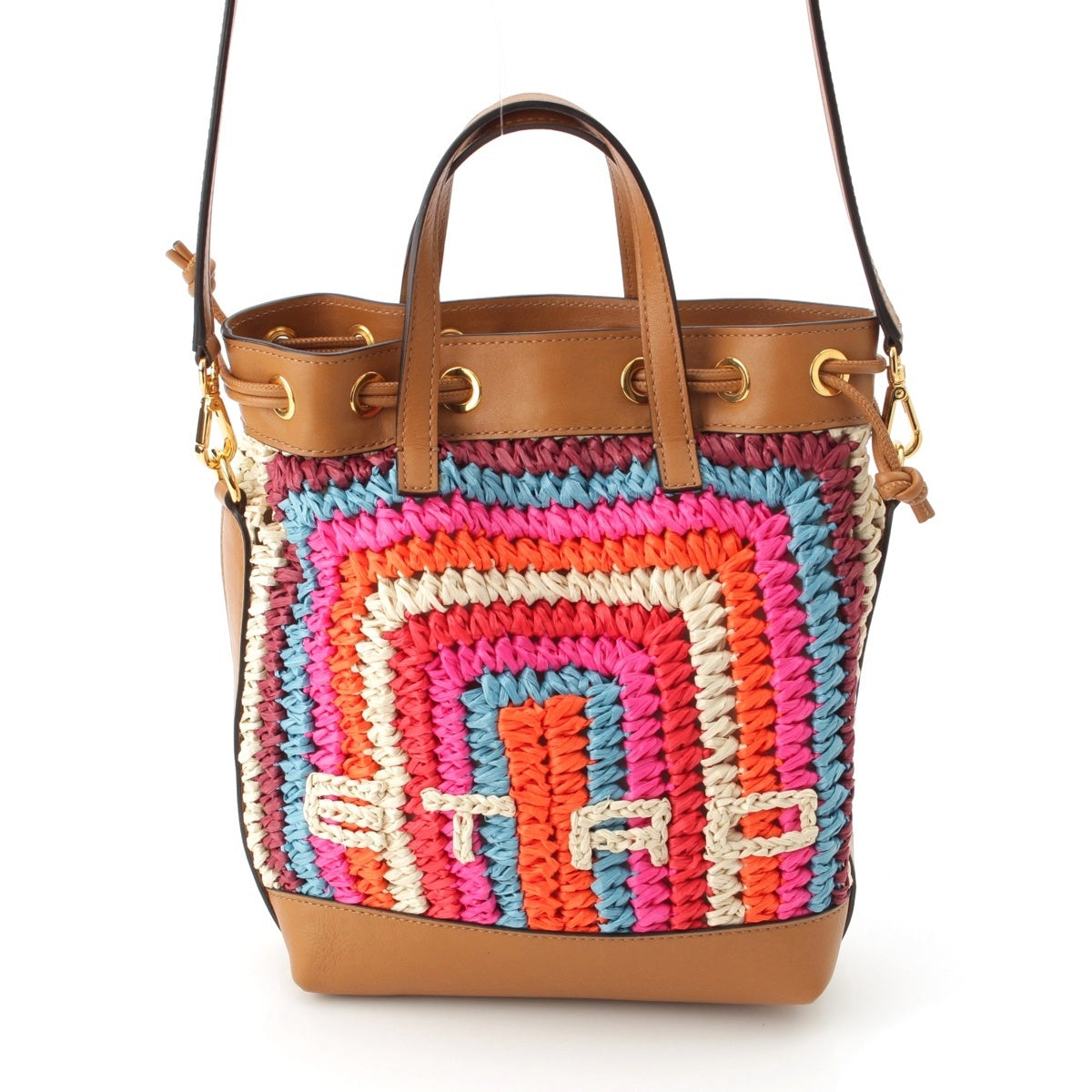 ETRO Crochet Embroidered logo 2-way shoulder bag Handbag P13 1N626 Beige multicolor