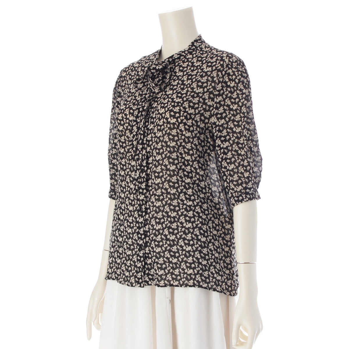 CELINE bow tie shirt blouse Short sleeve top 2B243313F black 36