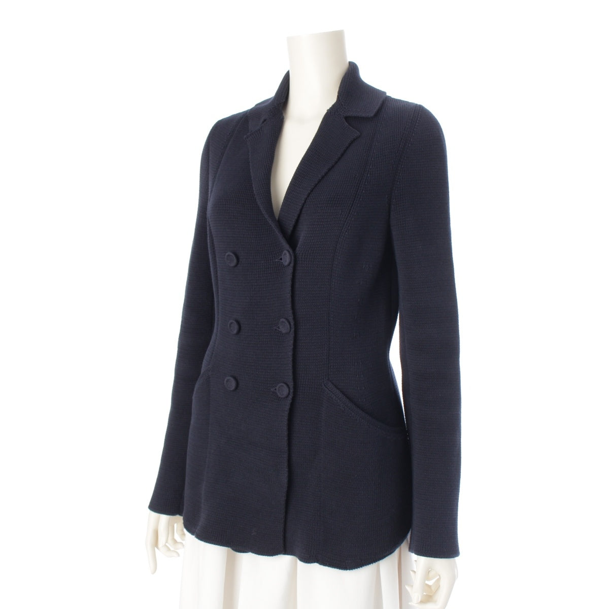 Christian Dior 30 MONTAIGNE cotton knit Jacket Double-breasted Bar Jacket 114V03BM732 Navy 40