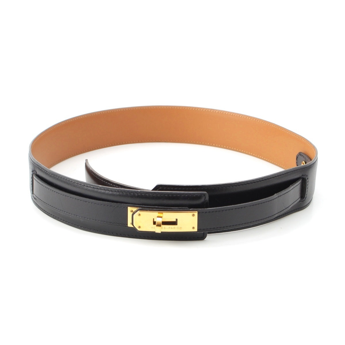 HERMES Kelly belt black 75