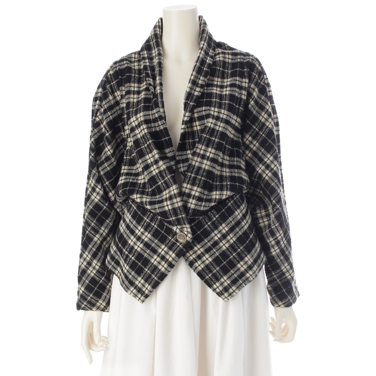 ISSEY MIYAKE wool check Jacket outer JG33127 Black x white M