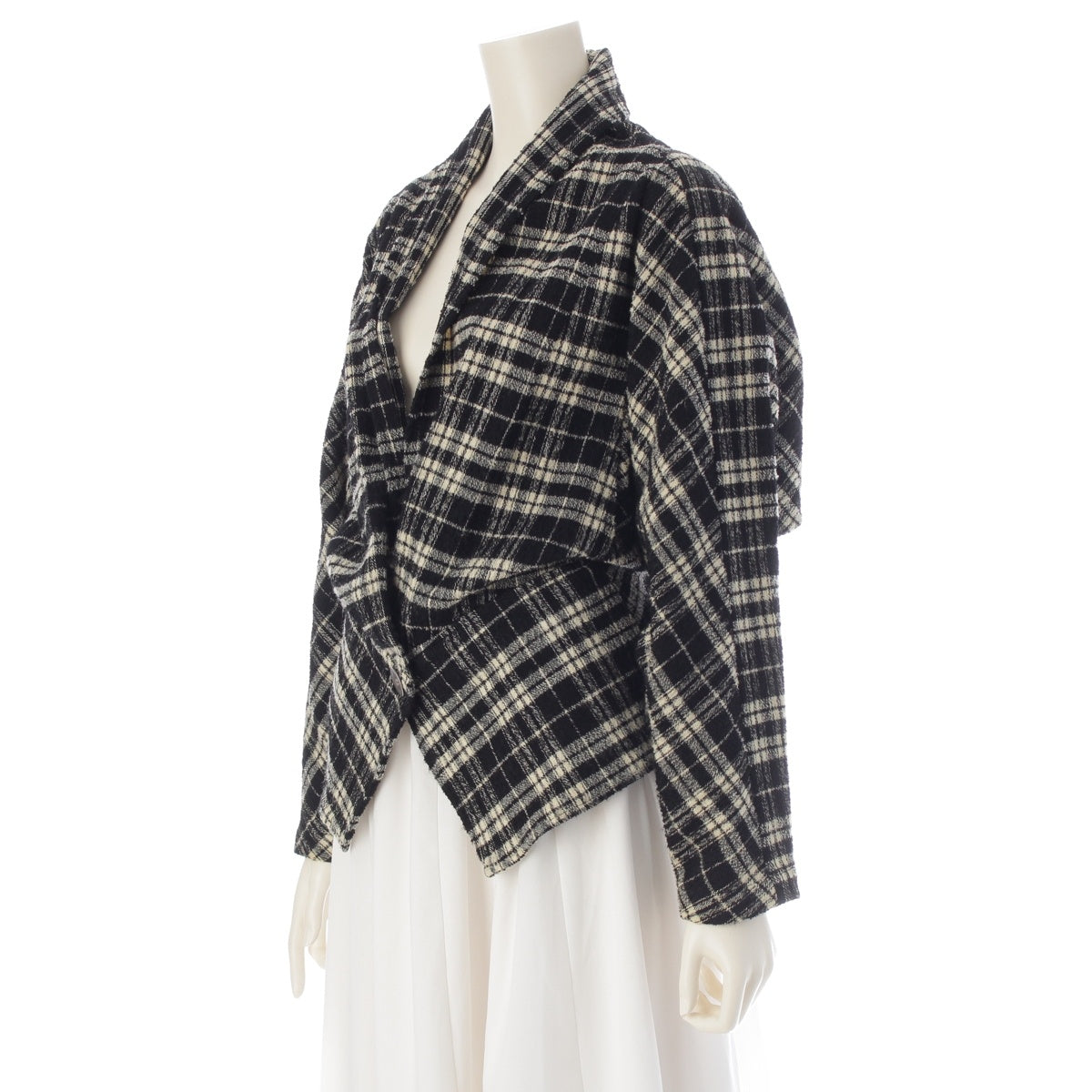 ISSEY MIYAKE wool check Jacket outer JG33127 Black x white M