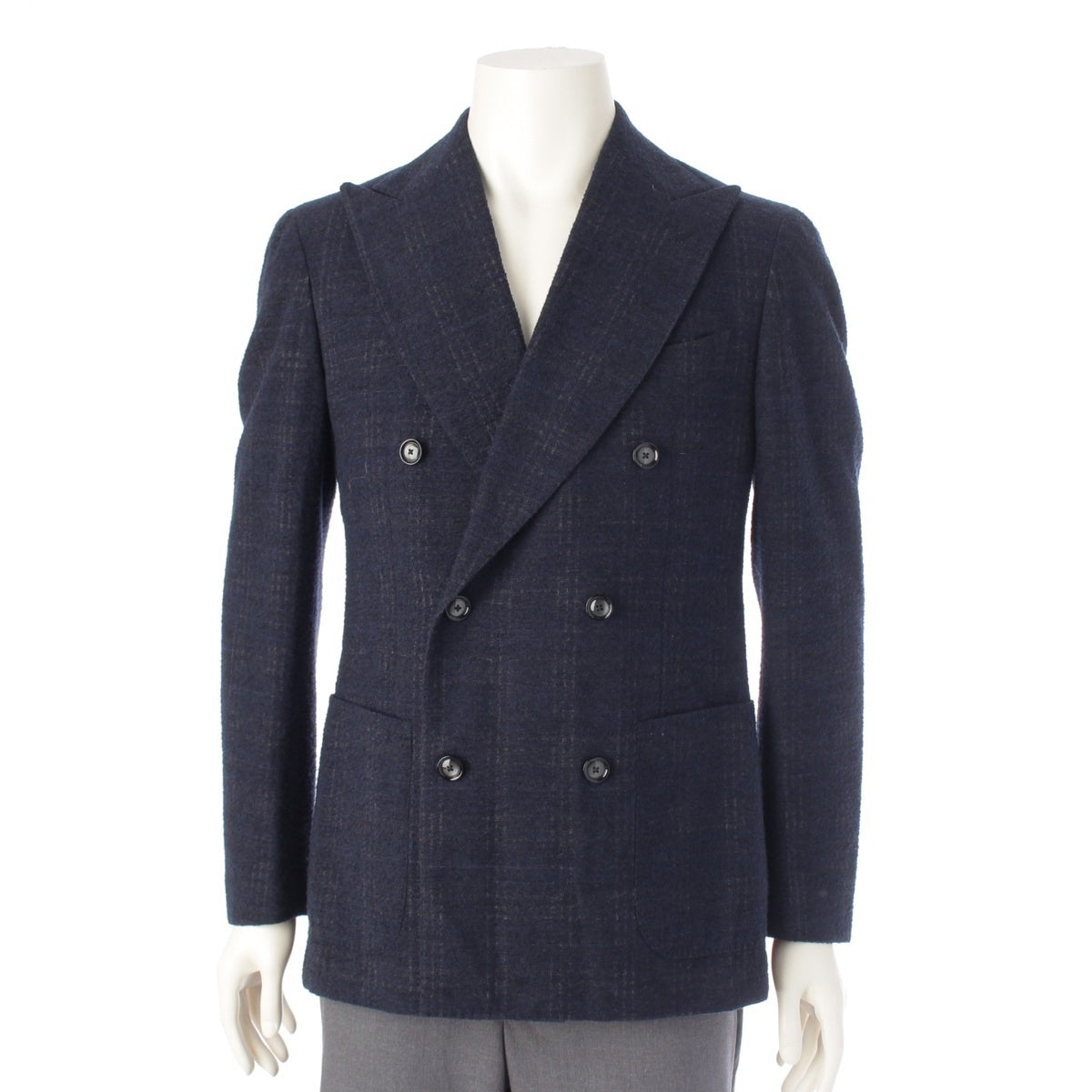 TAGLIATORE wool Check double-breasted tailored jacket outer Navy 48