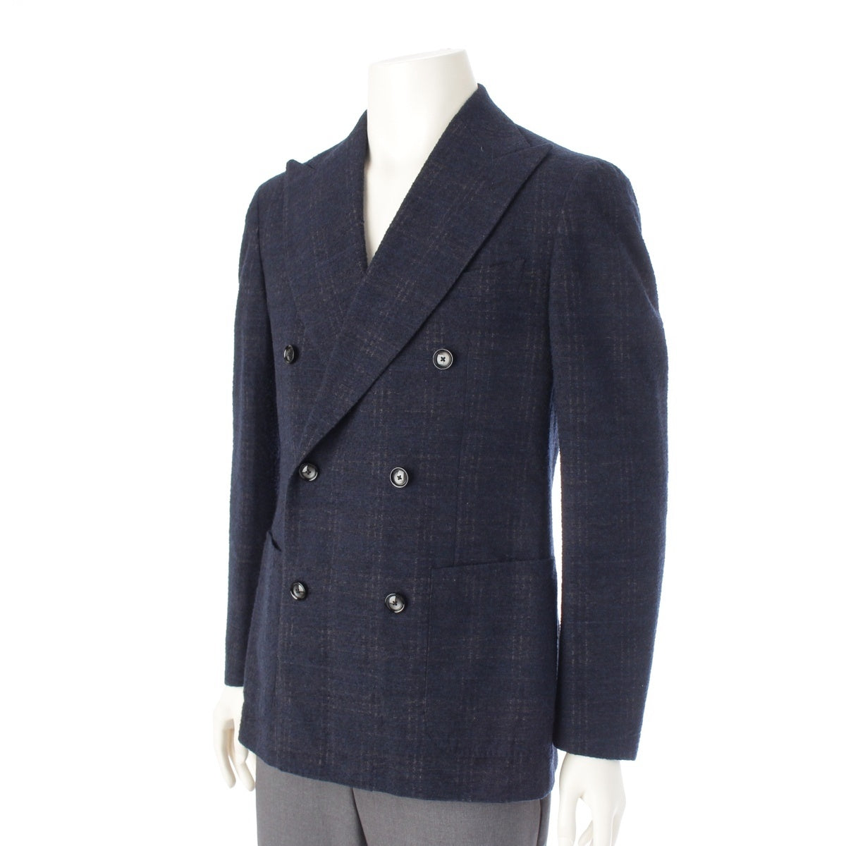 TAGLIATORE wool Check double-breasted tailored jacket outer Navy 48