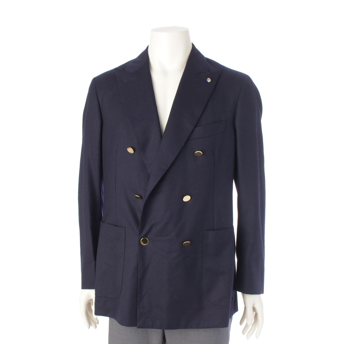 Belvest wool Double breasted tailored jacket outer Navy 48