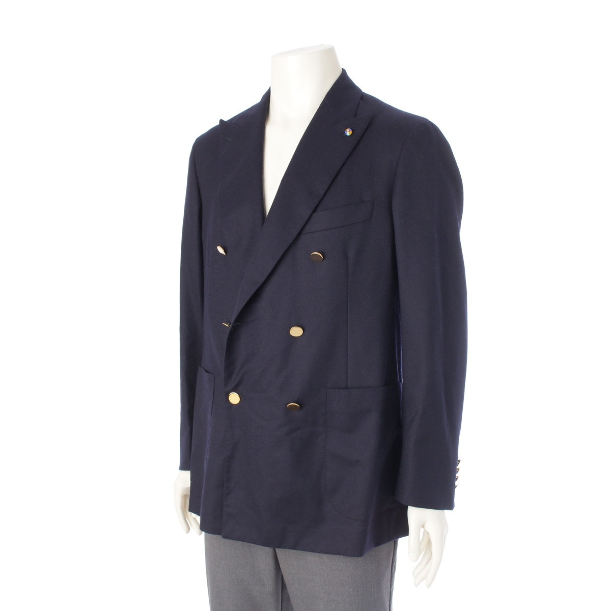 Belvest wool Double breasted tailored jacket outer Navy 48
