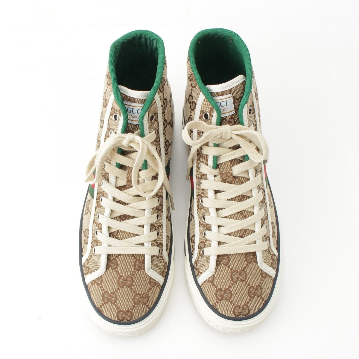 GUCCI 1977 GG canvas Sherry Line High Cut sneakers shoes beige 6 1/2