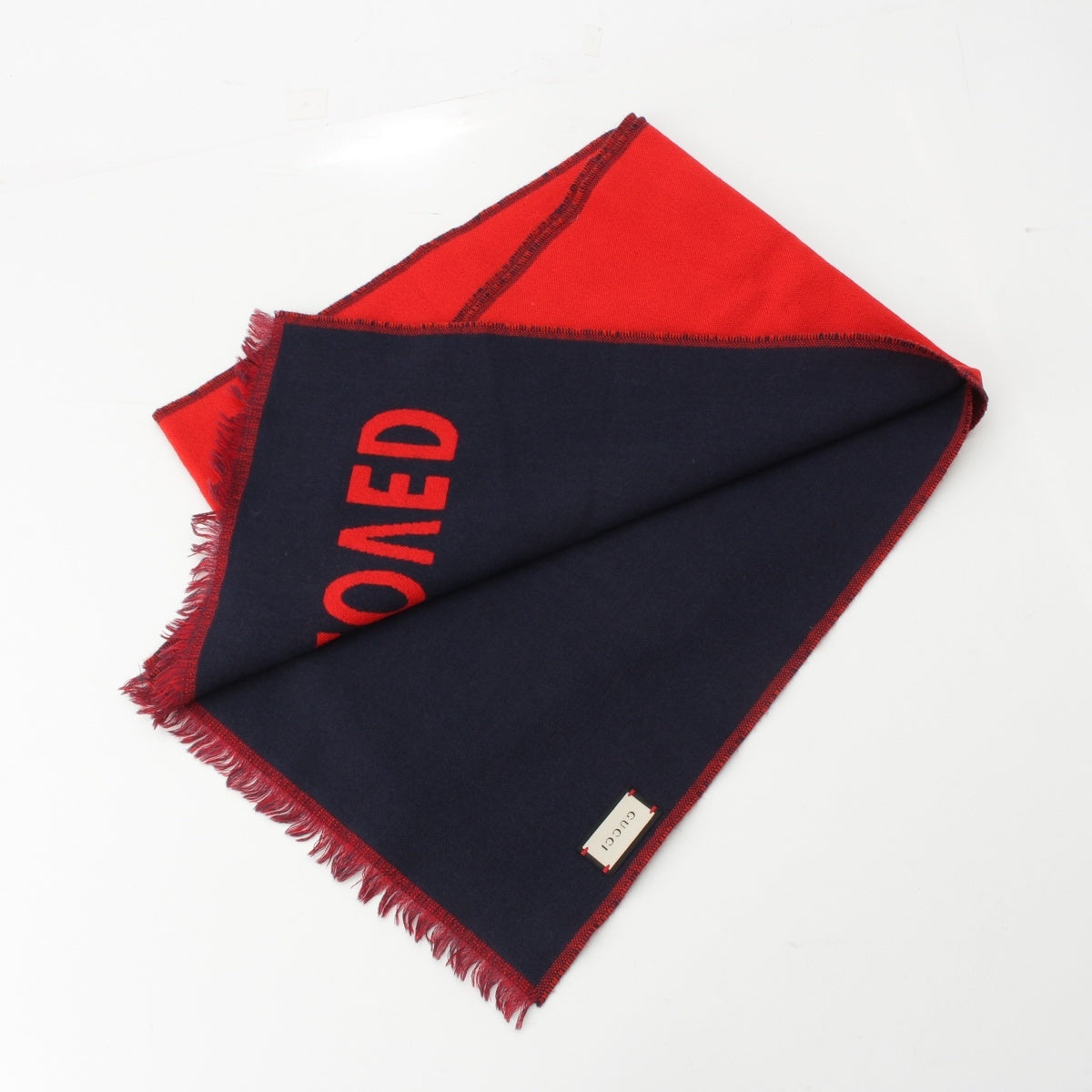 GUCCI wool LOVED Scarf Stall 473526 Red navy