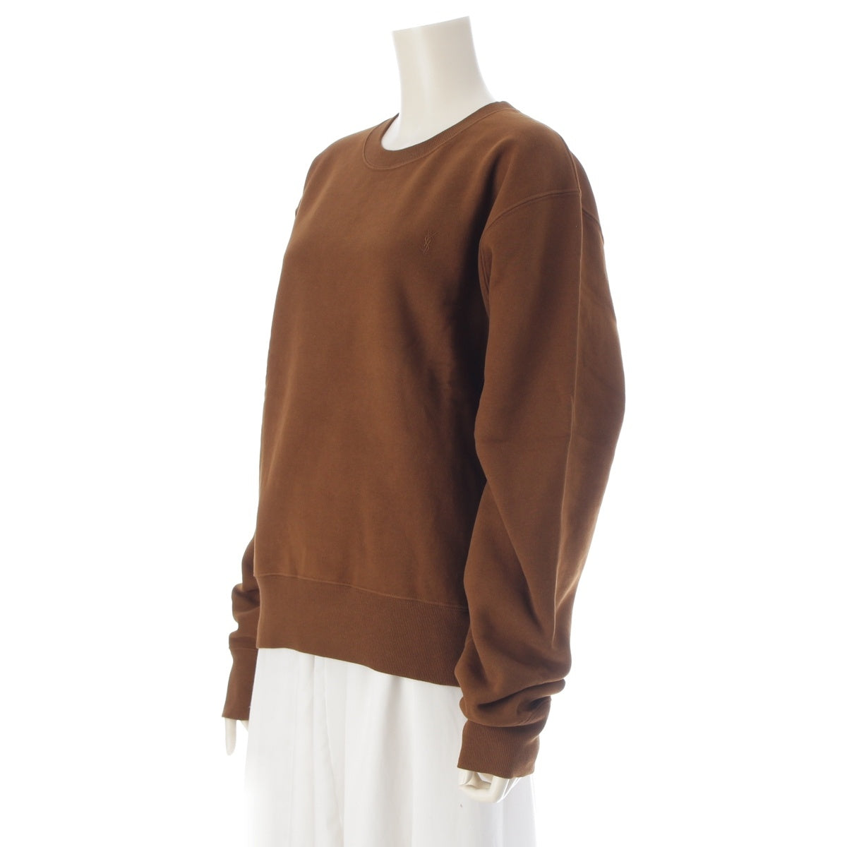 SAINT LAURENT cotton embroidery sweat Tops Long Sleeve 778465 Brown M
