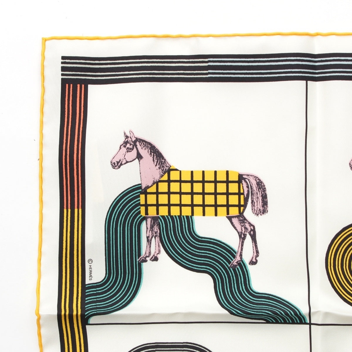 HERMES Carre 45 silk GARDE ROBE POP DETAIL Garde Robe Pop Detail scarf Multicolor White Yellow