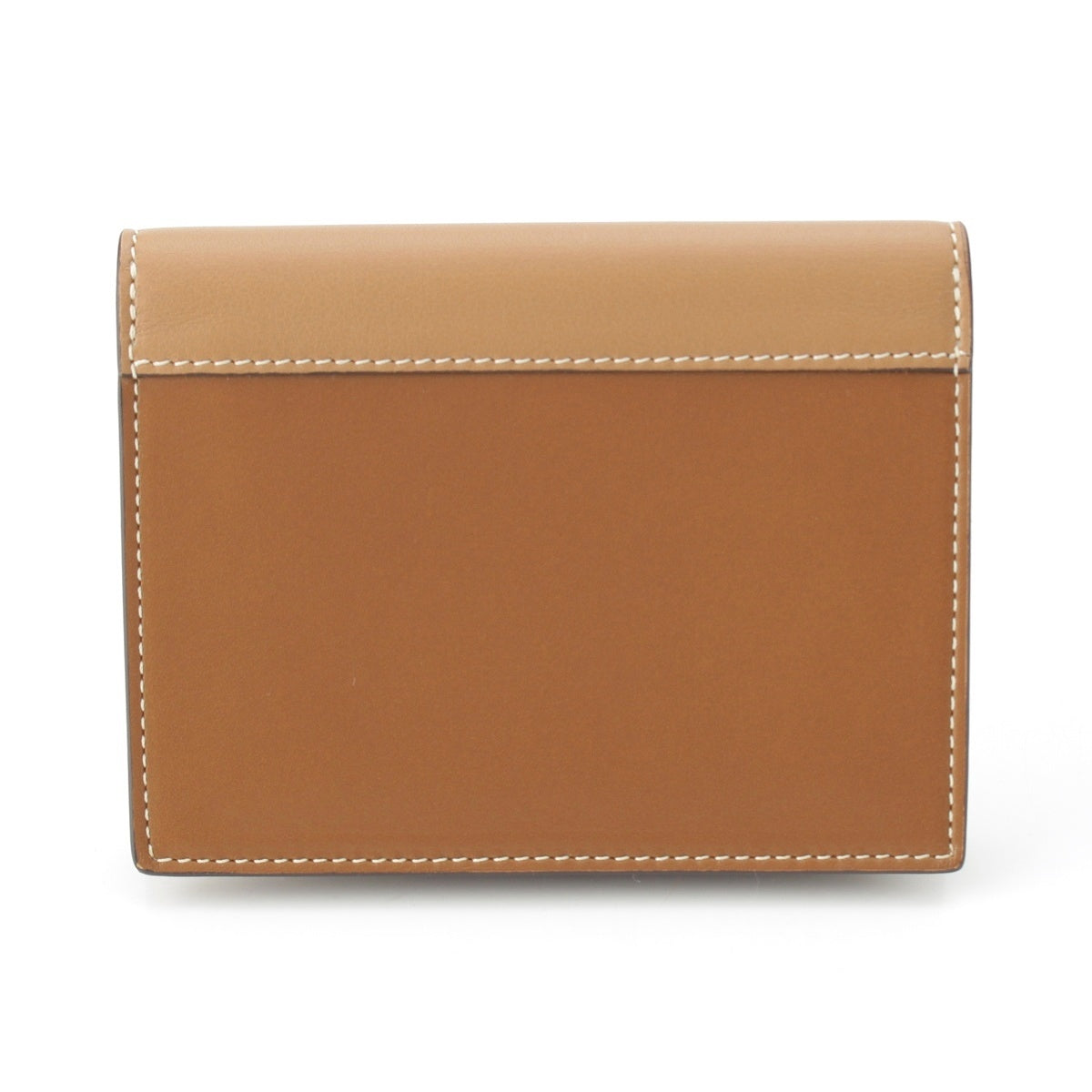 CELINE leather Logo Gold Metal Card Case Wallet Two-tone Brown White