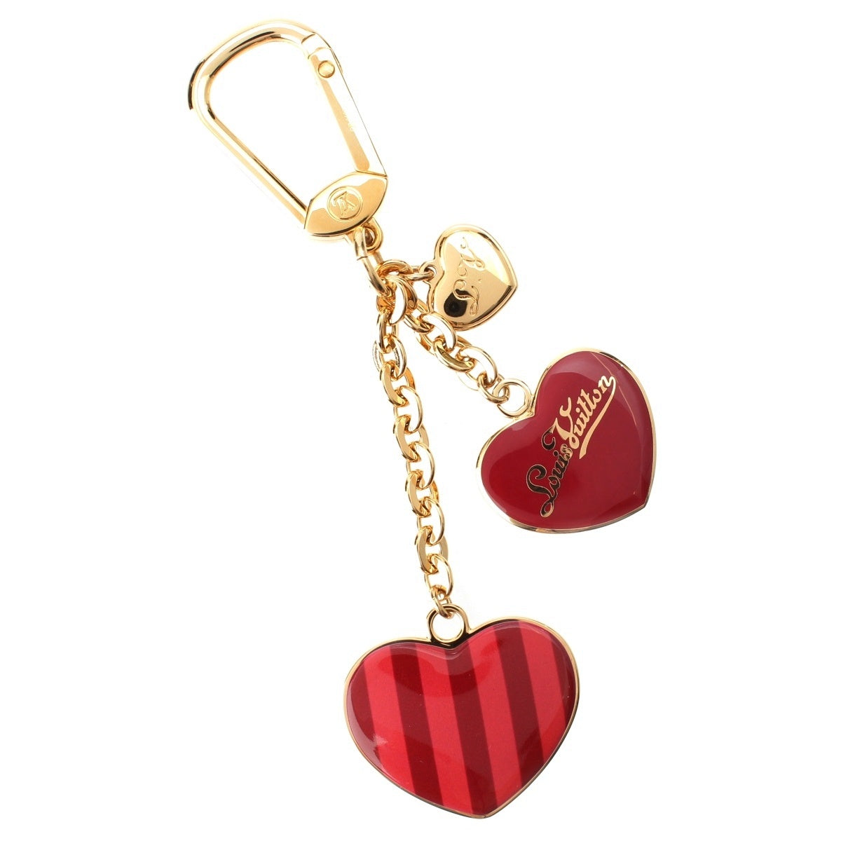 LOUIS VUITTON Portocre heart charm key ring M66476 Red Gold Coolrayure