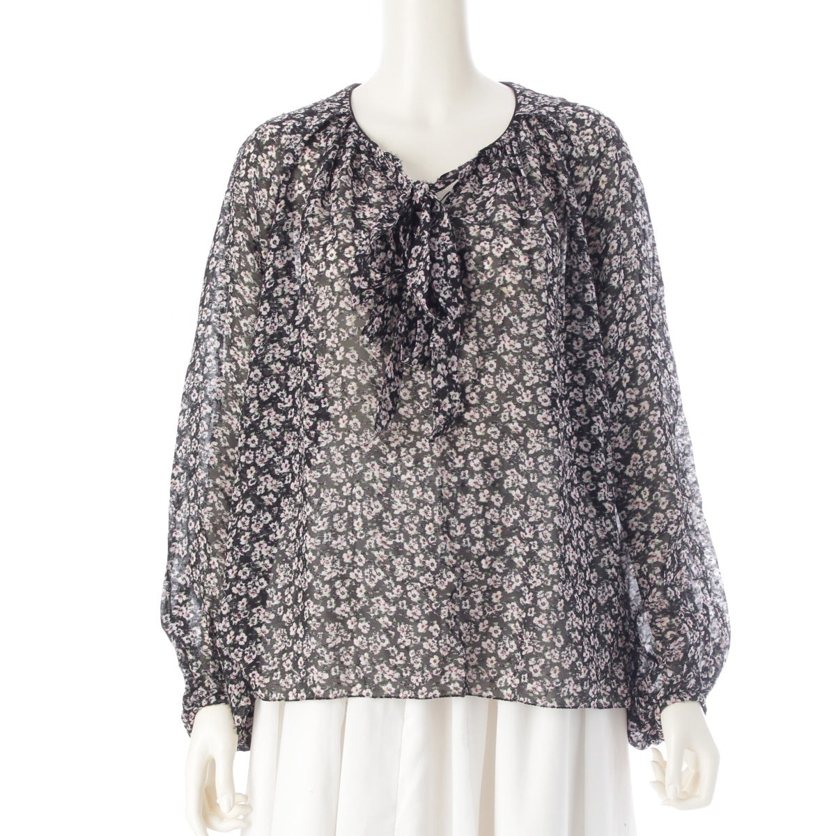 Drawer flower jacquard flower jacquard blouse tops black 36
