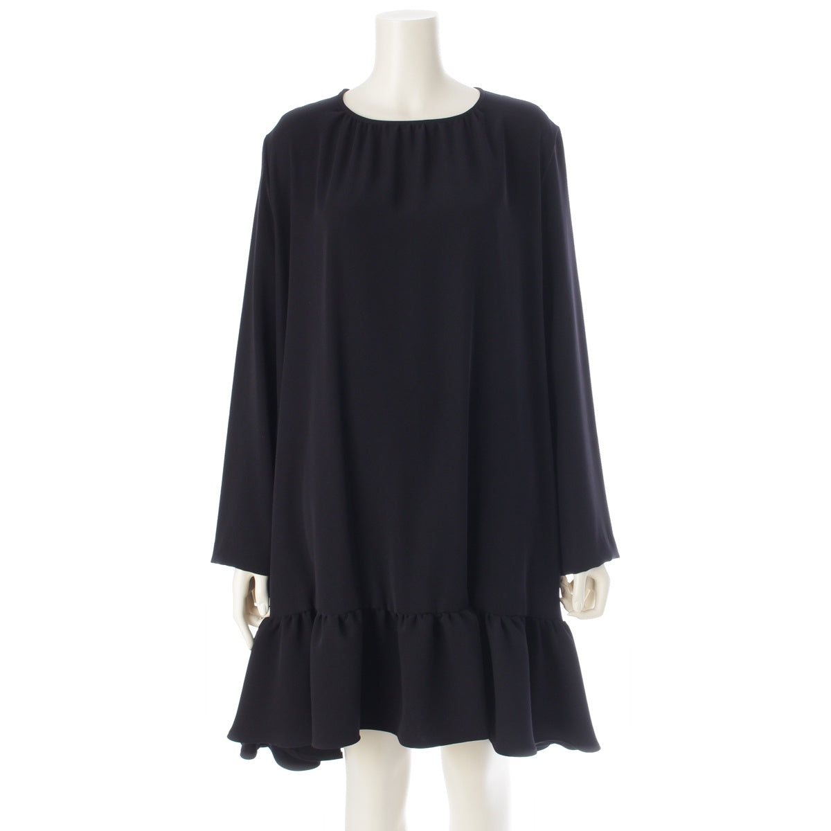 YOKO CHAN polyester Long ruffled hem one piece black 40