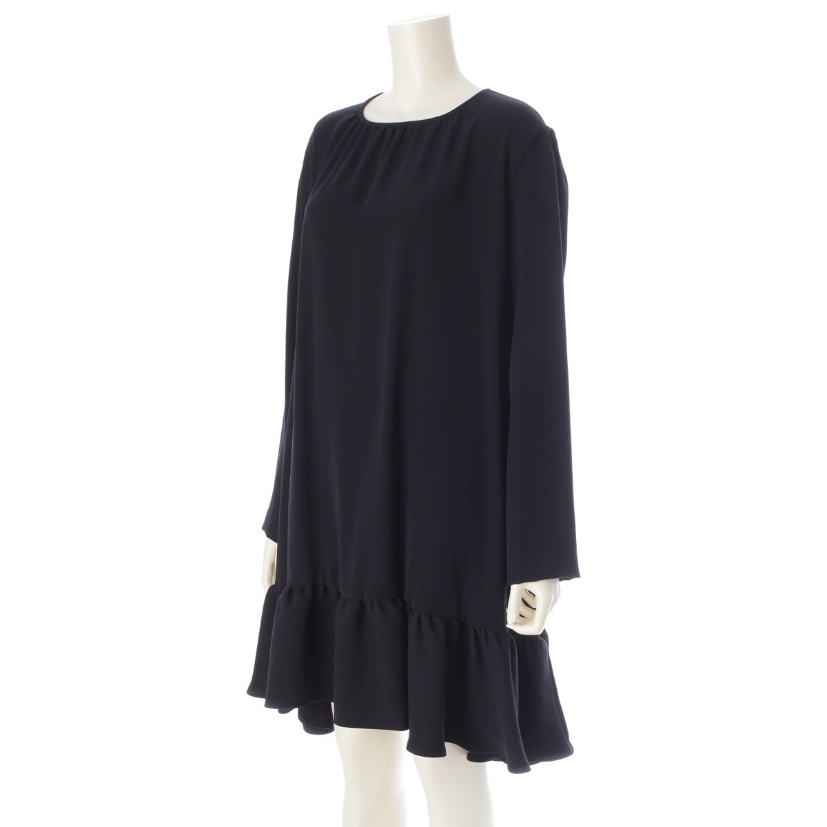 YOKO CHAN polyester Long ruffled hem one piece black 40