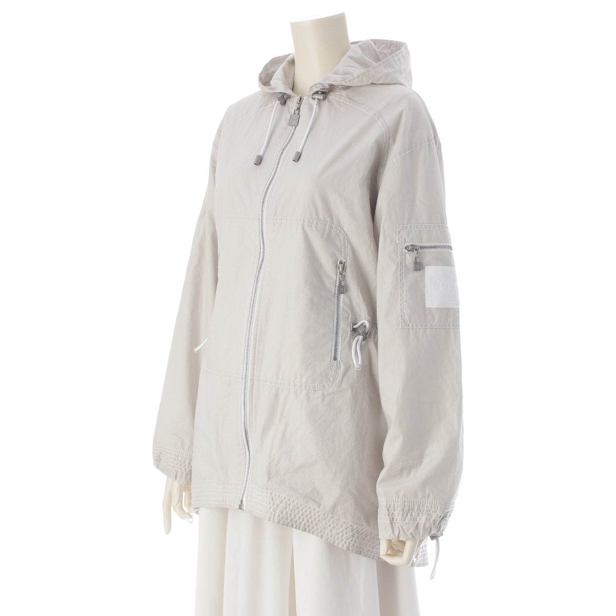 CHANEL Sports cotton long Blouson Hoodies Outerwear P22972 gray 36