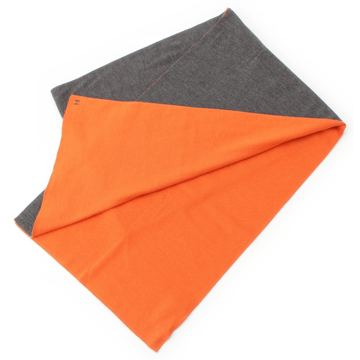 HERMES Silk-blend cashmere Allele Tour Scarf Gray x orange