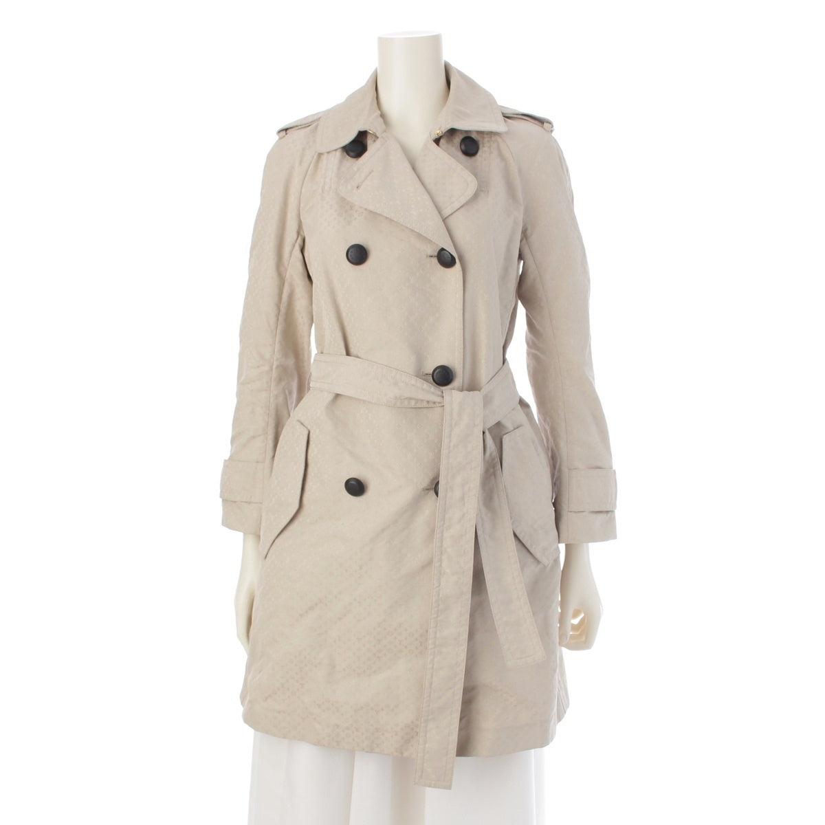 LOUIS VUITTON Monogram belt trench coat outer beige 34