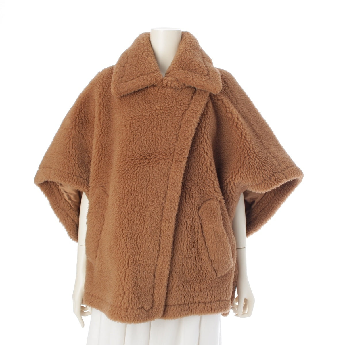 MAX MARA Camel x silk Teddy bear poncho Coat outer 473607236 Brown ‐