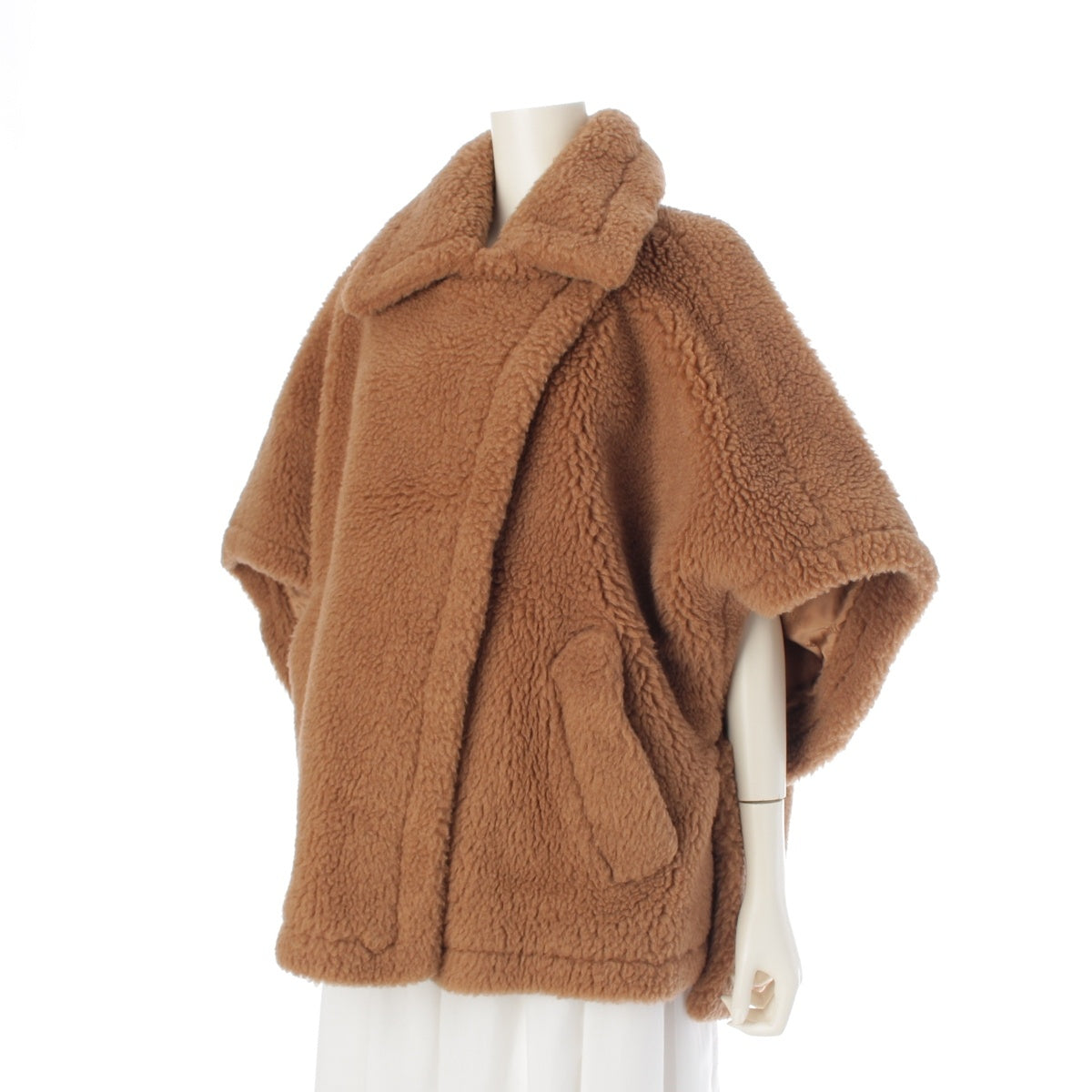 MAX MARA Camel x silk Teddy bear poncho Coat outer 473607236 Brown ‐