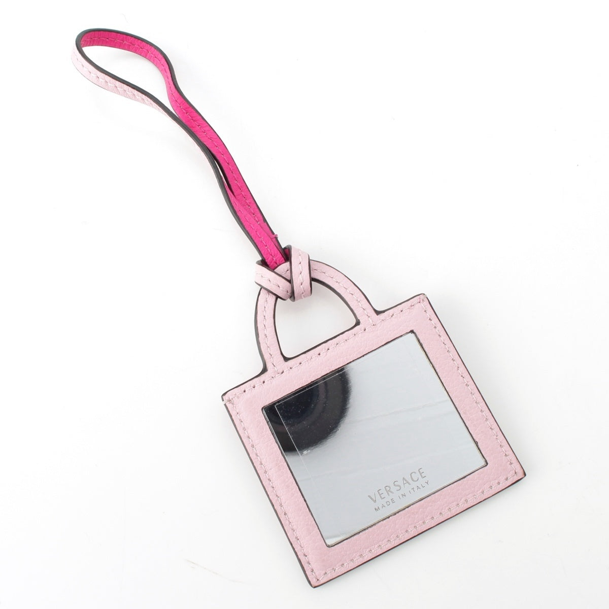 VERSACE leather Medusa bag-shaped mirror bag charm key ring pink