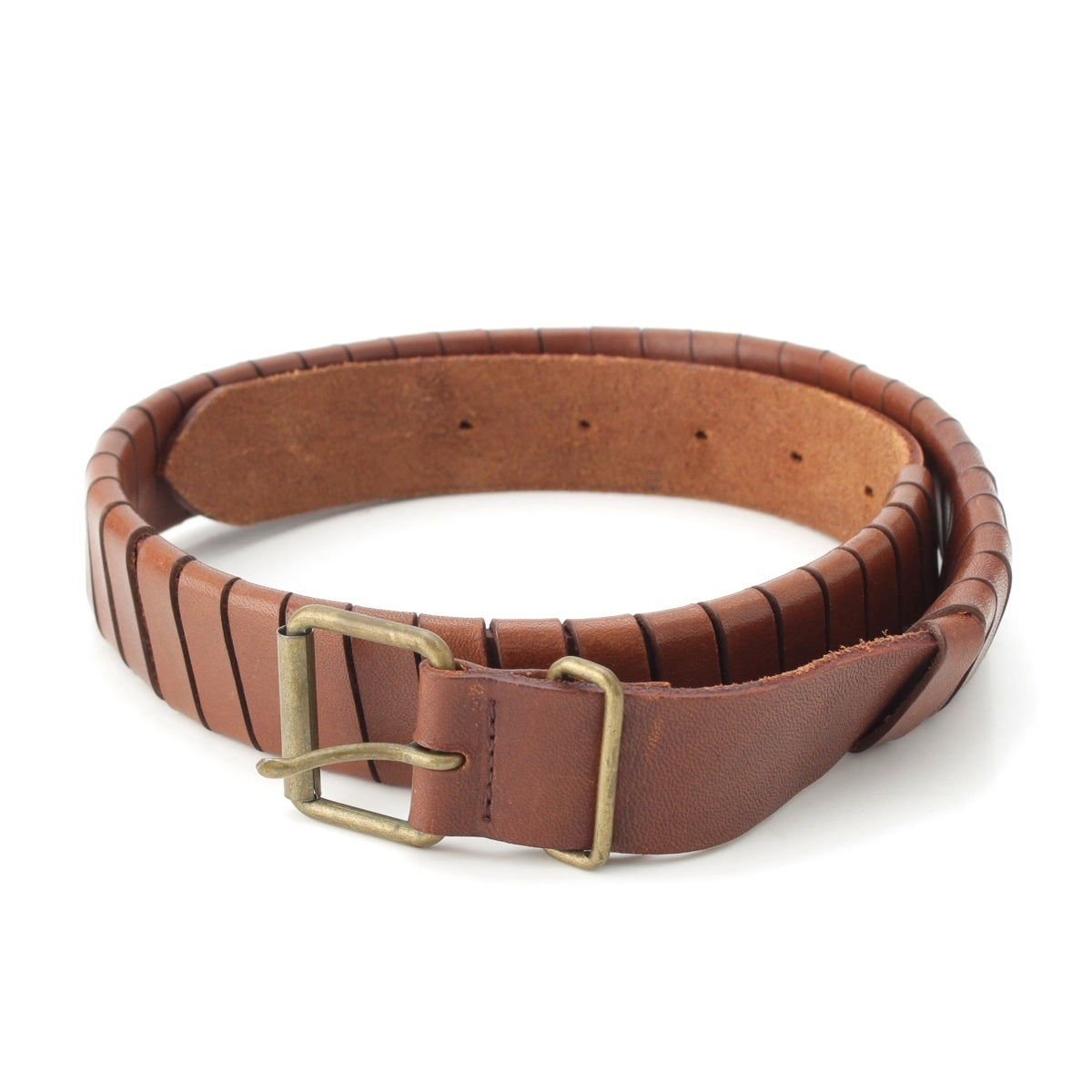 ISSEY MIYAKE leather Bellows Twist belt Brown