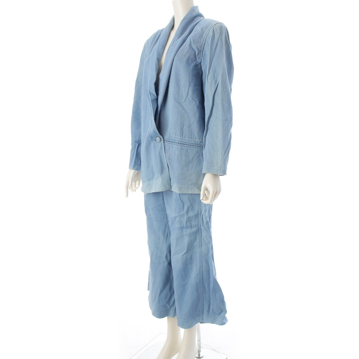 ISSEY MIYAKE Cotton rayon Indigo dyeing 3 piece Set tops bottoms Ice blue 9