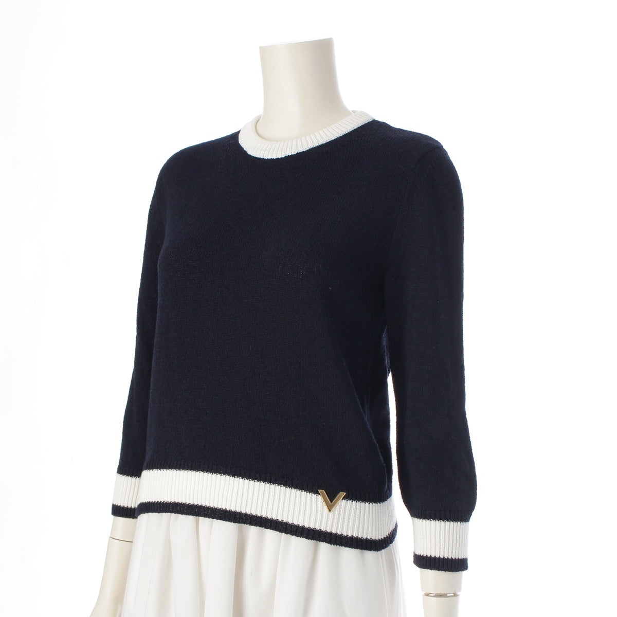 VALENTINO V Signature VMetal Bicolor knit tops 3B3KC47R836 Navy M