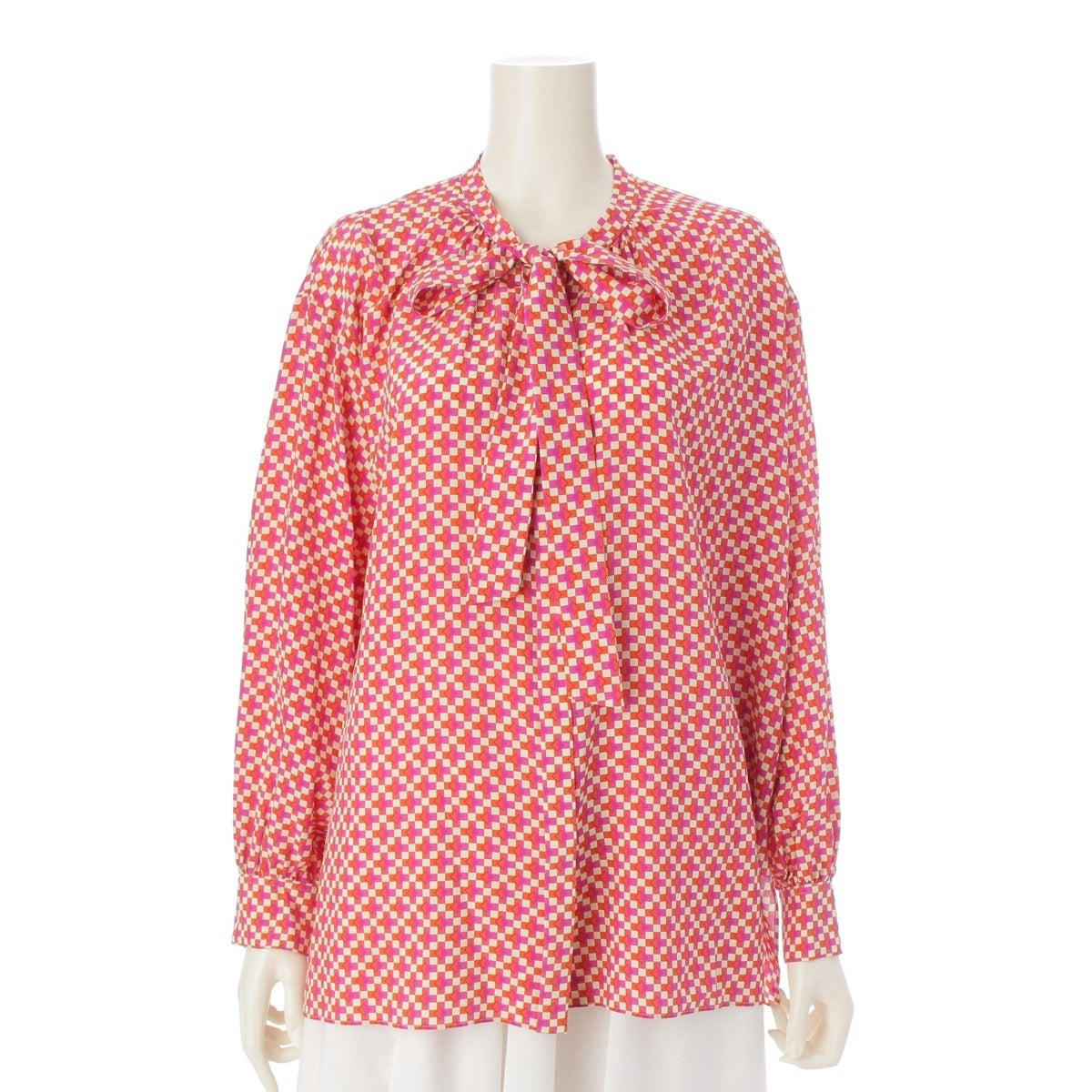 Drawer silk Geometric all-over print tie blouse Long sleeve top 6521-299-1129 multicolor 36