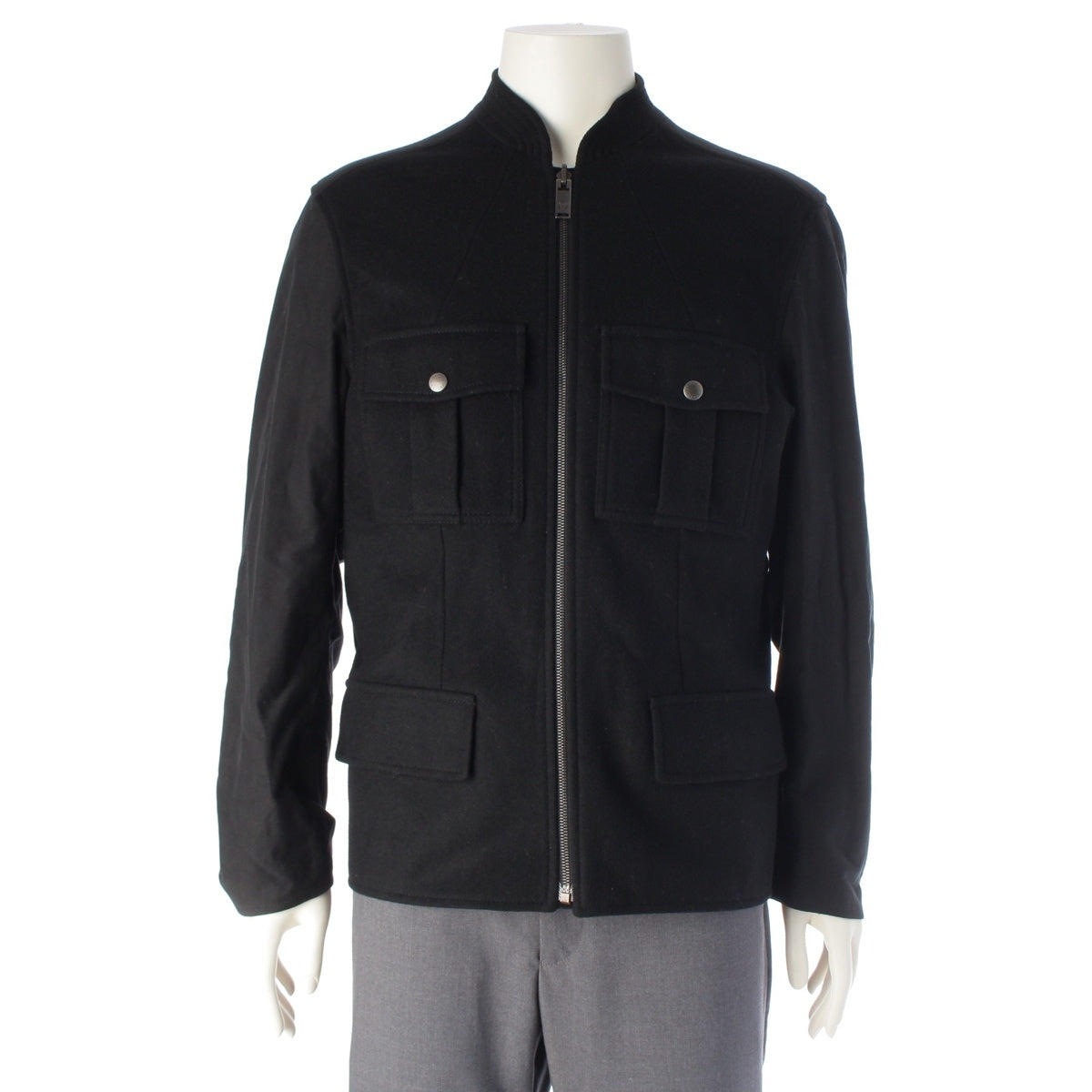 LOUIS VUITTON ナイロン ウール Lined double zip Blouson Jacket outerwear black 46