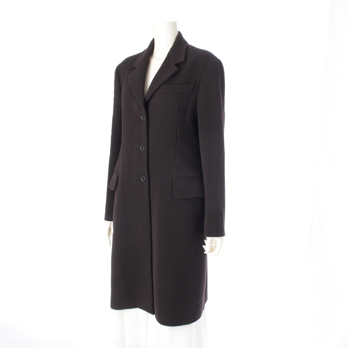 PRADA wool long coat outer Dark brown 40