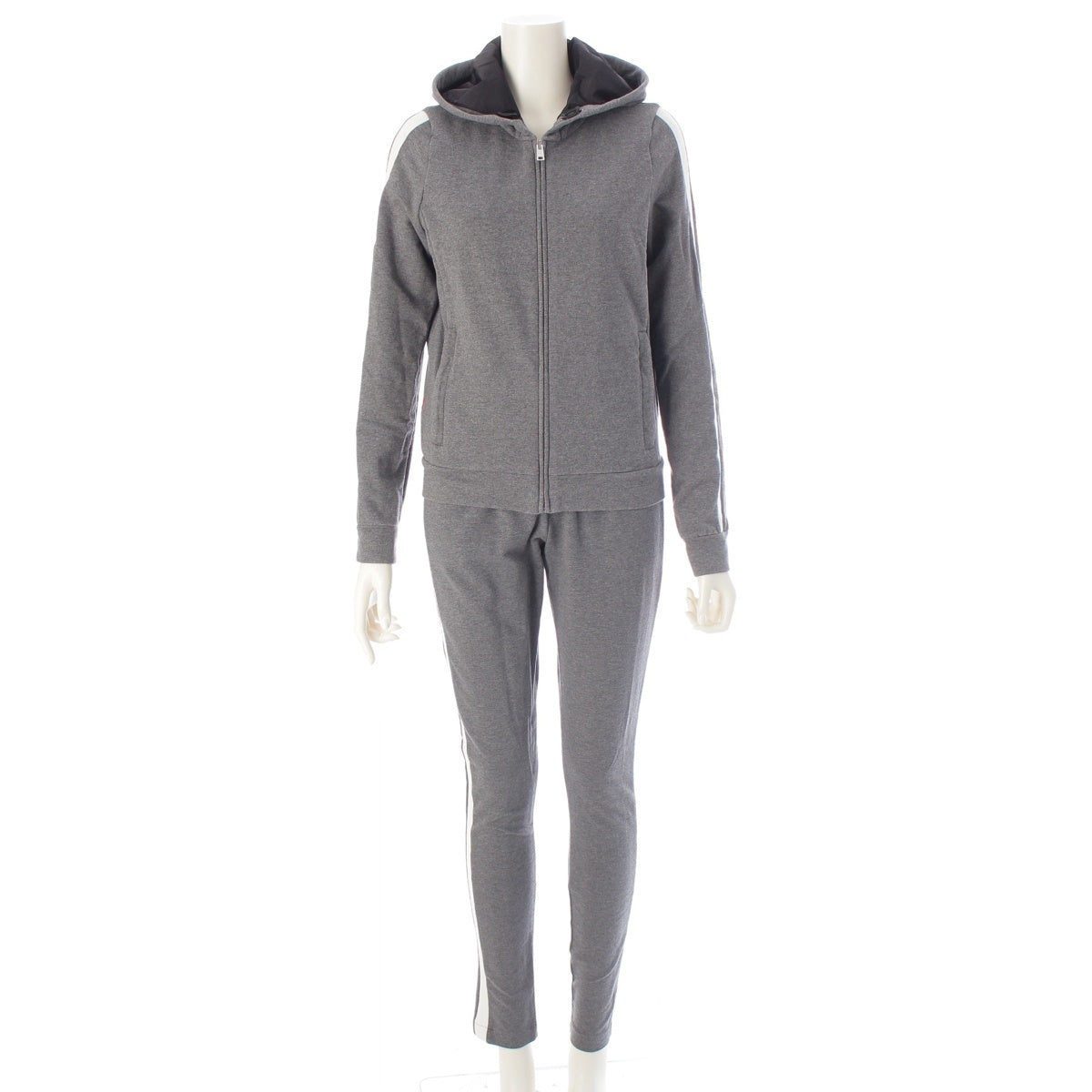 PRADA cotton Zip-up Line Pants setup Jersey tops and bottoms 138468 132272 Gray white M