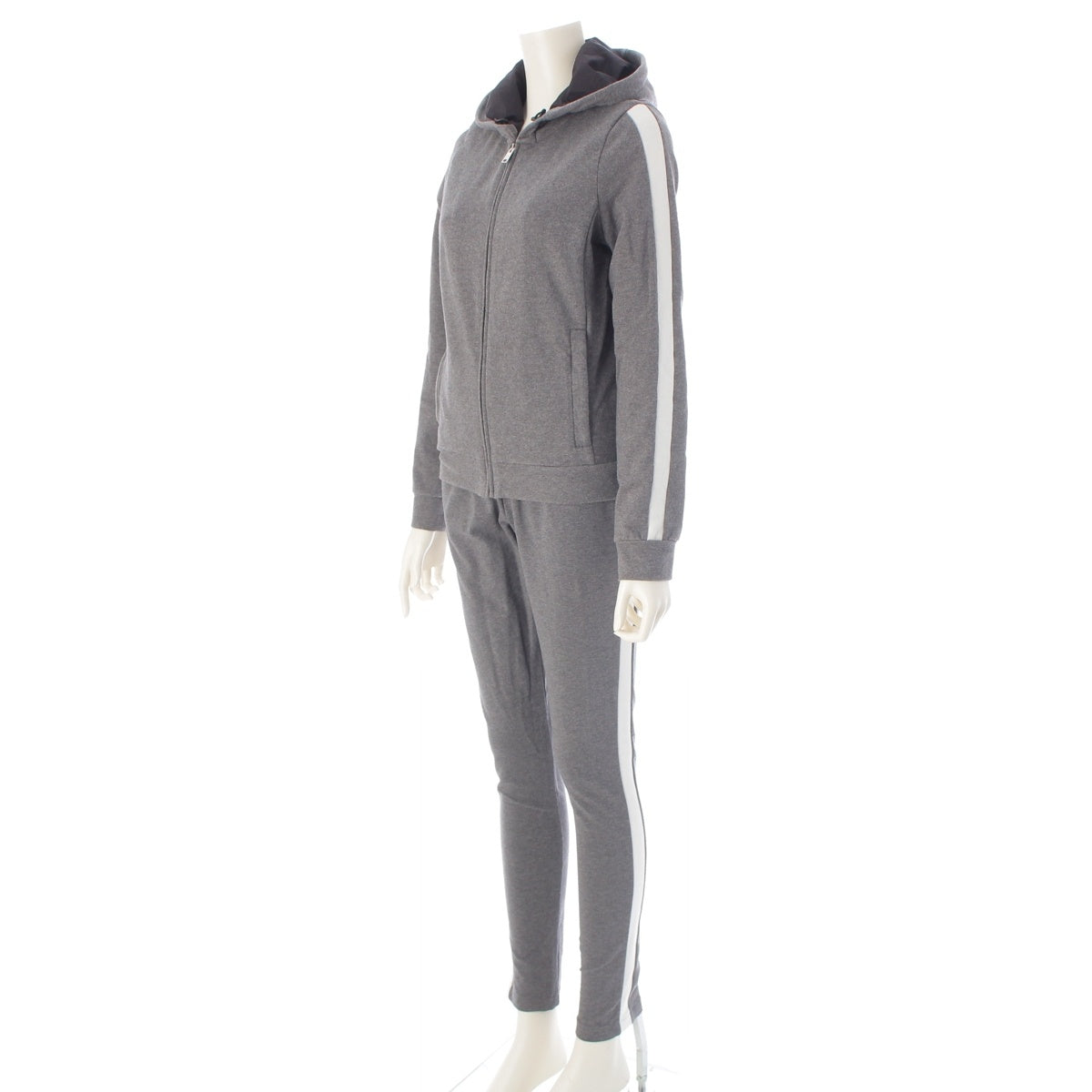 PRADA cotton Zip-up Line Pants setup Jersey tops and bottoms 138468 132272 Gray white M