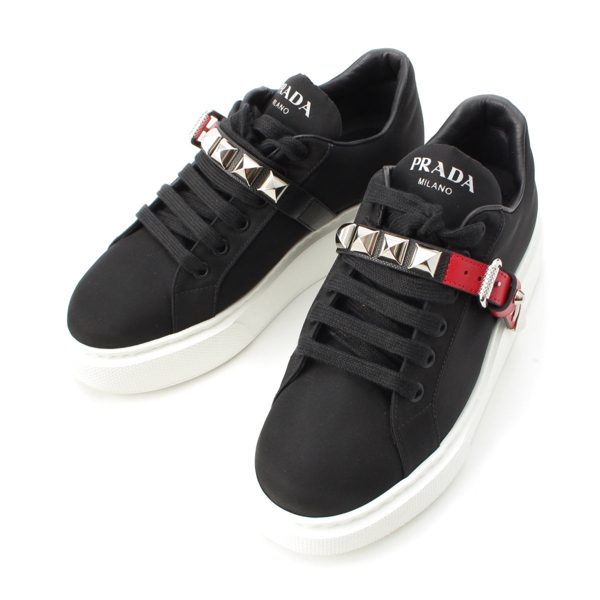 PRADA Nylon Studded belt fabric sneakers shoes 1E813L black 37